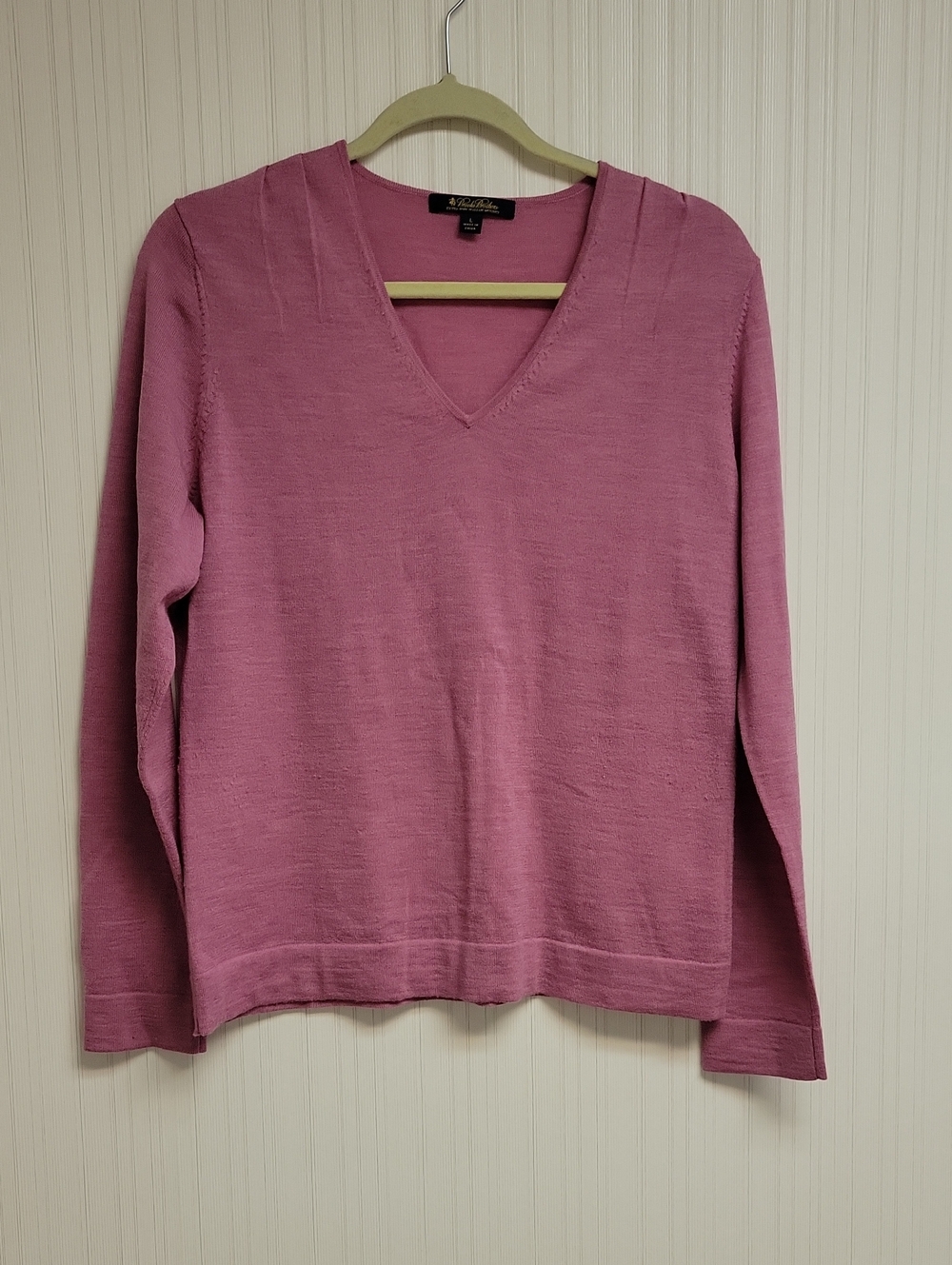 Brooks Brothers V-Neck Lightweight Sweater Merino Wool Large Fall Classic Office